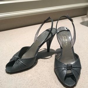Grey sling back pumps